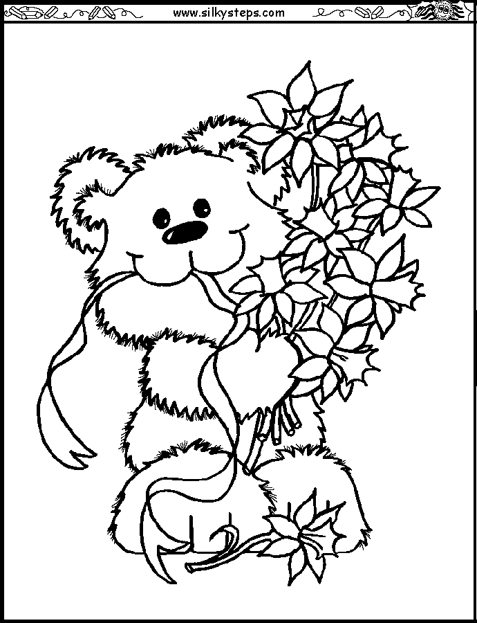 Bears daffodils colouring picture