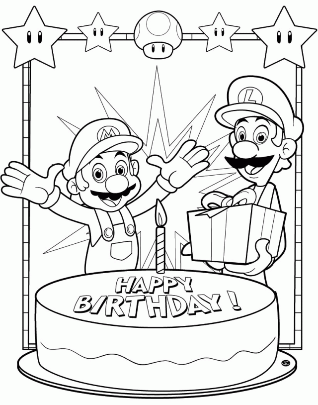 super mario bros happy birthday coloring page coloring pages