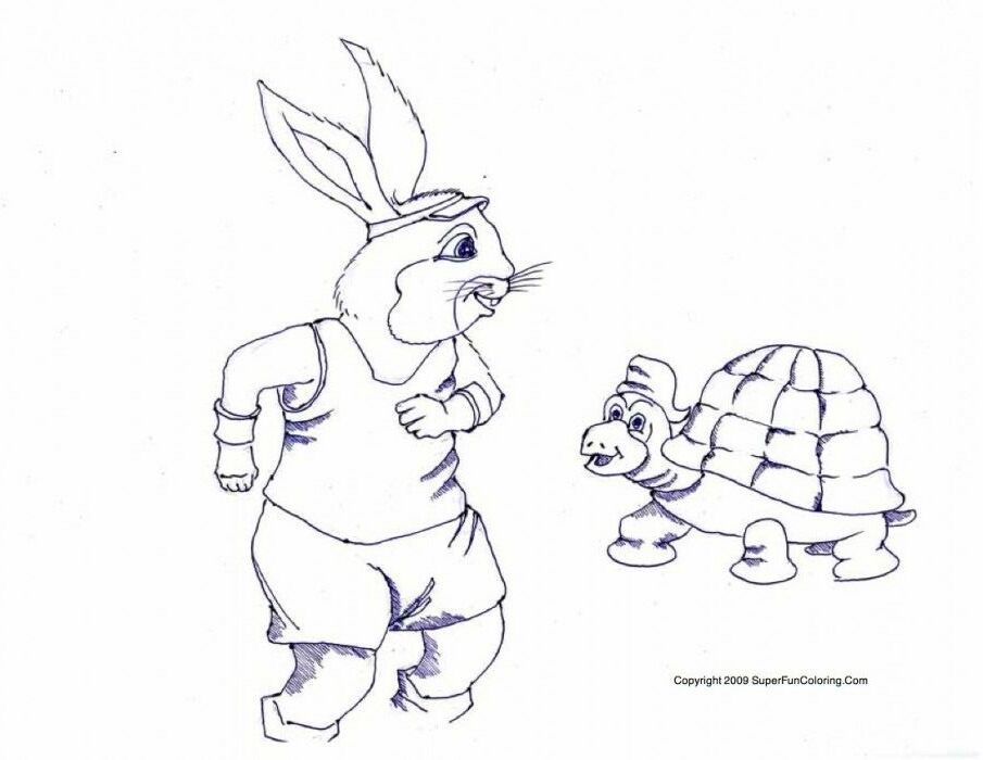 Tortoise And The Hare Coloring Page For Kids