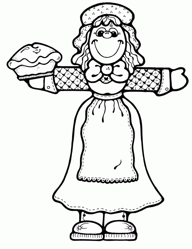 Pilgrim Girl Coloring Page - Coloring Home