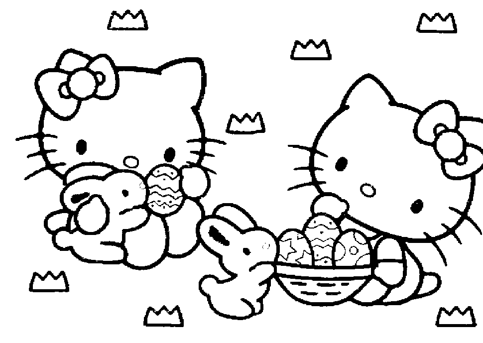Fun Coloring Pages: Hello Kitty - Easter Coloring Pages