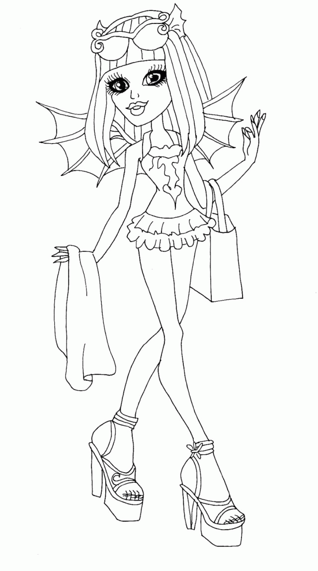 Monster High Rochelle Goyle Shopping Coloring Page Monster High