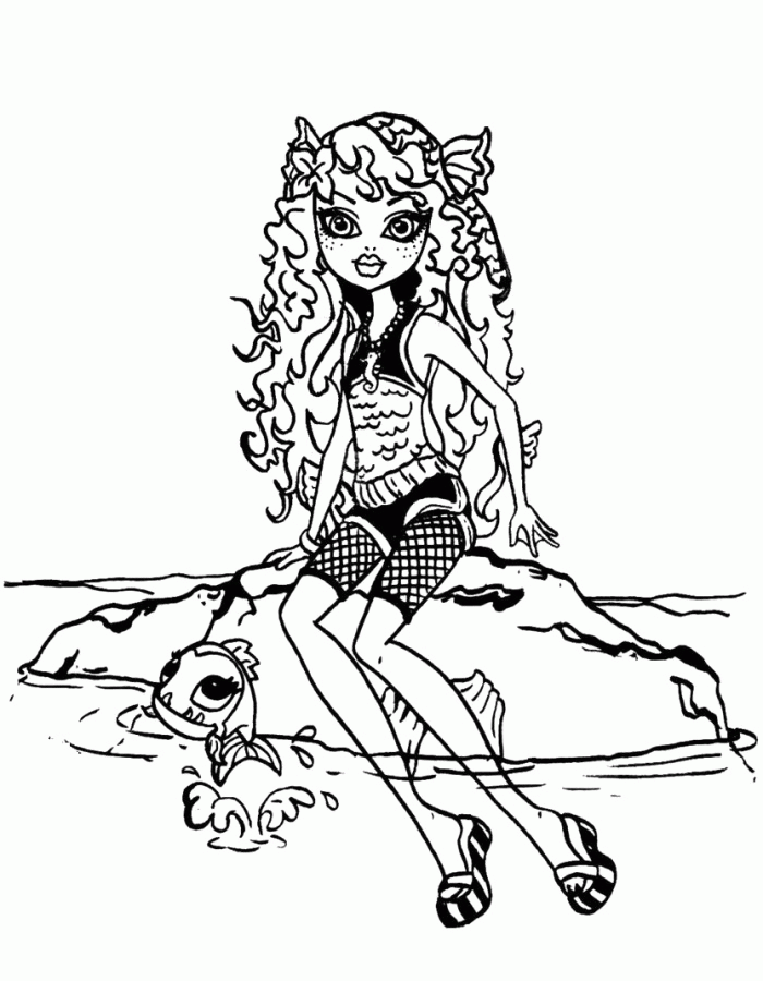 Monster High Fish Coloring Pages - Monster High Cartoon Coloring 