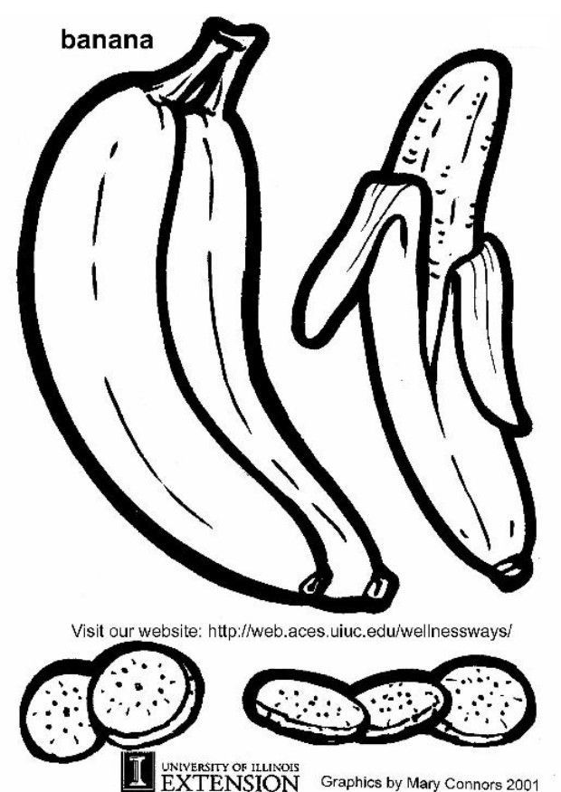 Sweet Banana Coloring Sheets | Printable Coloring Pages