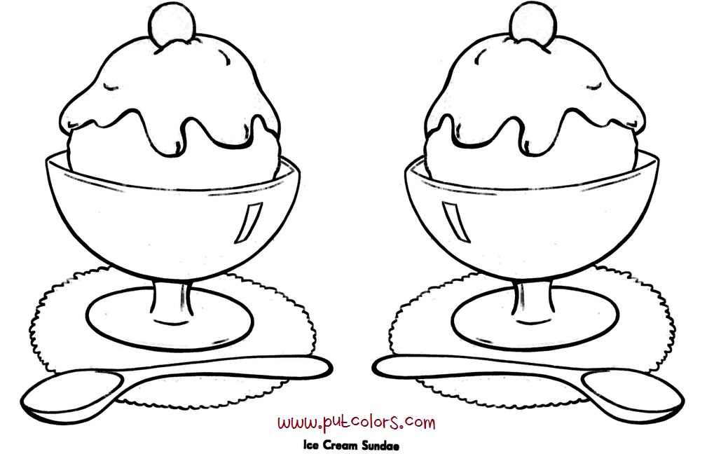 Coloring Sundae Ice Cream Pages for Kids
