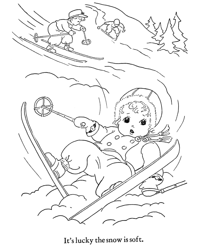 Winter Ski Coloring Pages | Seasons of the Year Coloring Pages | Pint…