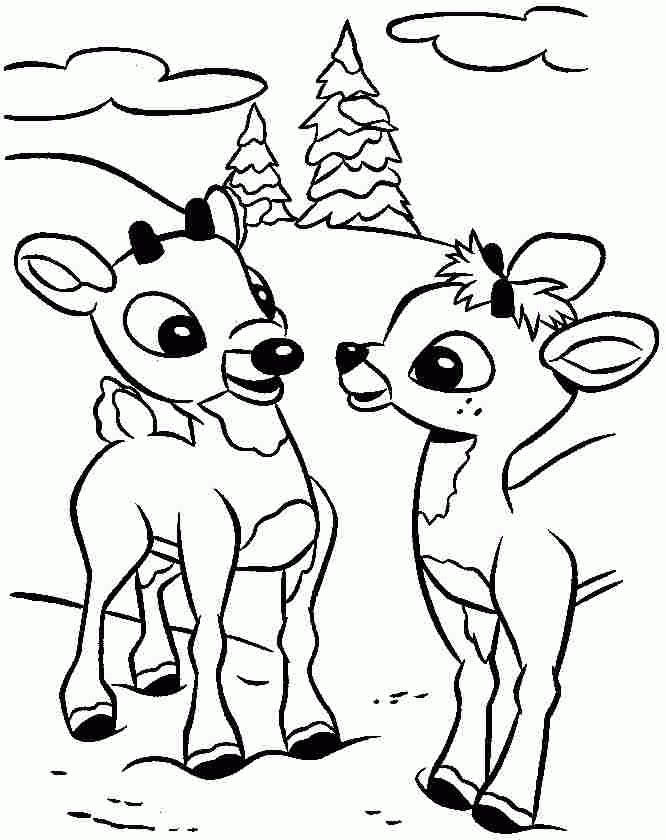 Christmas Santa Deer Coloring Pages Free Printable For Kids & Girls #