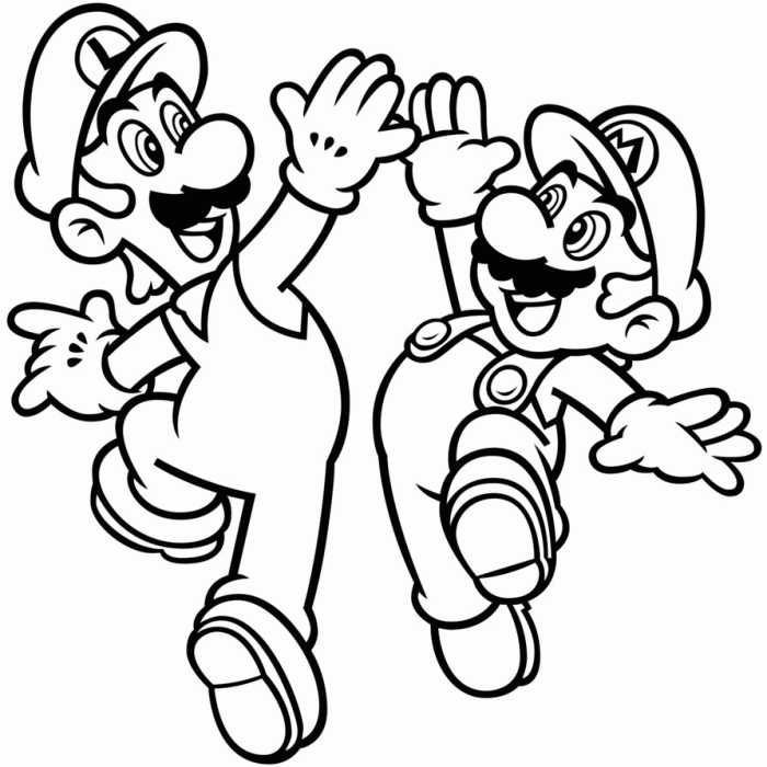 Luigi Mario Friends And Car Coloring Page Pictures Free 