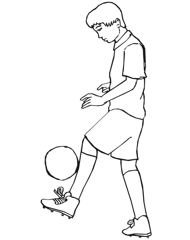 soccer coloring page lifting ball with foot