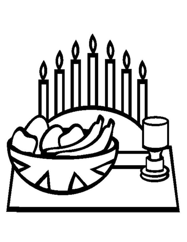 Kwanzaa With Food Coloring Page | Kwanzaa Coloring Page