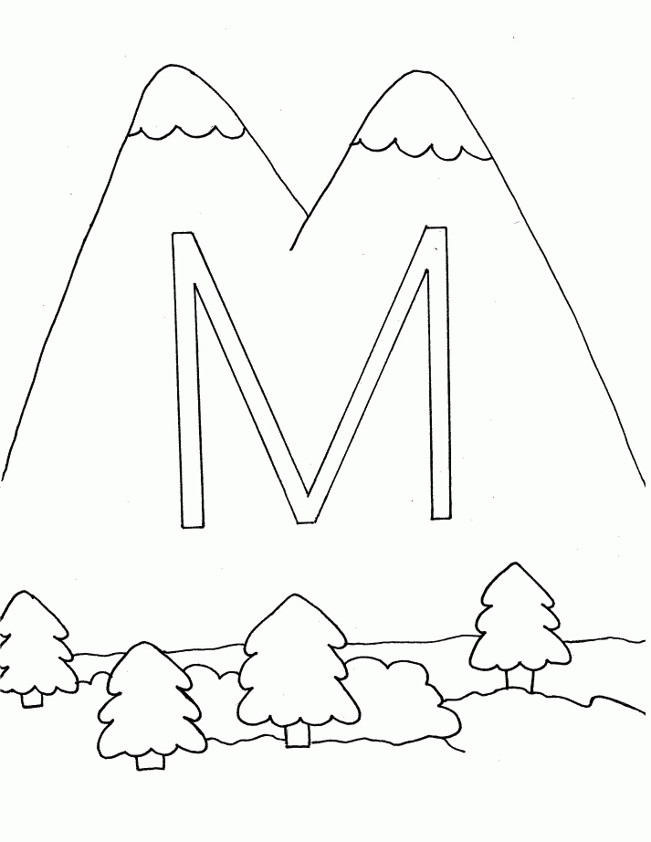 Activity Coloring Pages : M Is For Mountain Coloring Pages Kids 