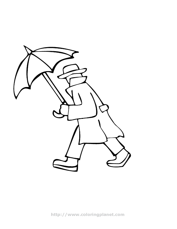 man holding an umbrella printable coloring in pages for kids 