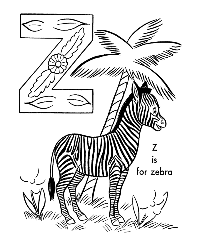 ABC Alphabet Coloring Sheets - ABC Zebra - Animals coloring page 
