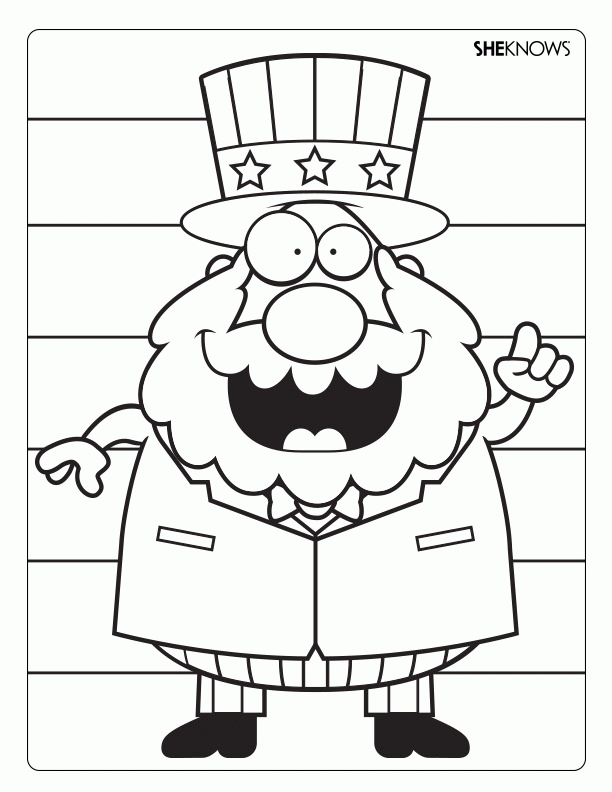 Color Uncle Sam - Free Printable Coloring Pages