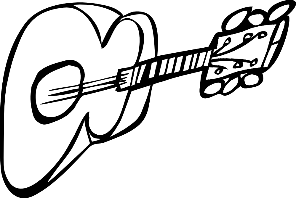 Guitar 1 Black White Line Art Coloring Sheet Colouring Page 