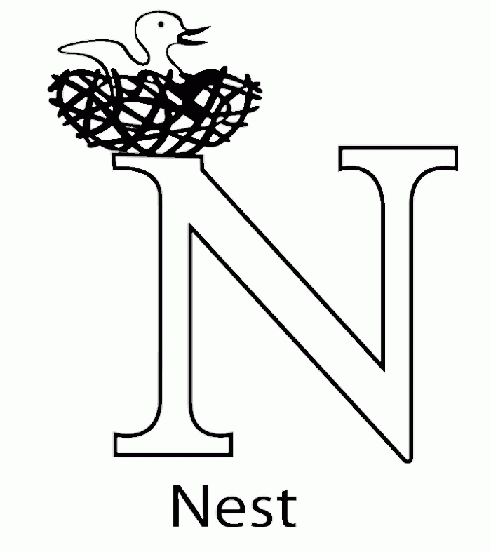 N For Nest And Big Bird Coloring Pages - Activity Coloring 
