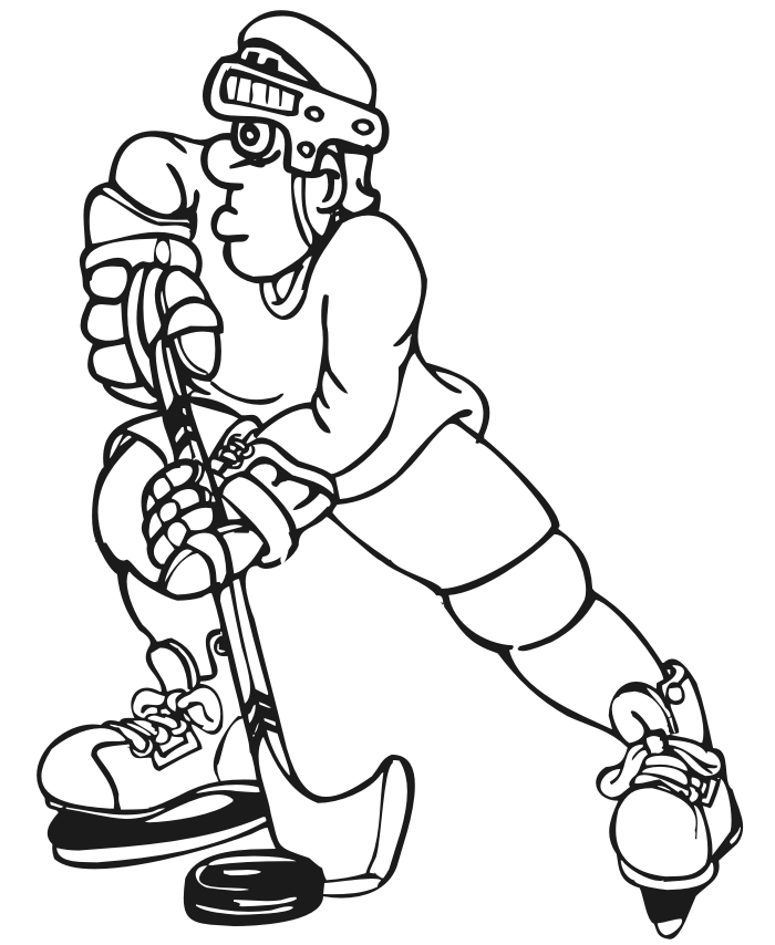 Hockey Coloring page | Hockey player with puck