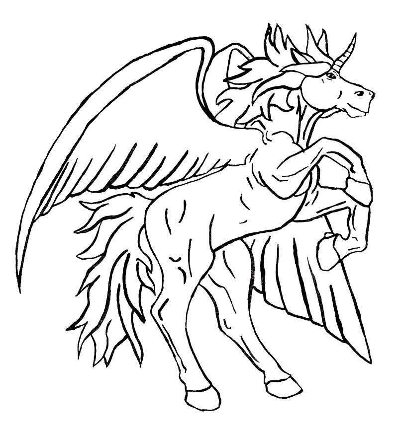 Unicorn Pegasus Coloring Pages Tattoo Page 2 - Coloring Home