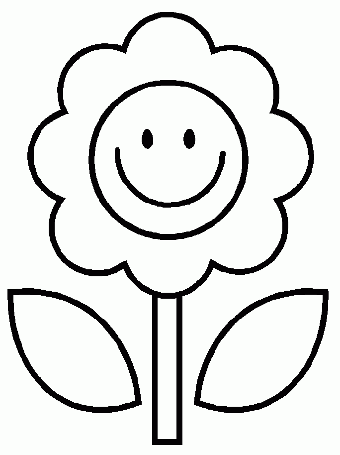 Smile Sun Flower Coloring For Kids - Flower Coloring Pages 