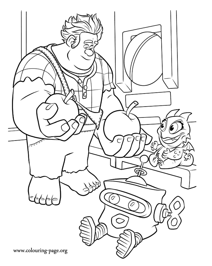Wreck-It Ralph - Ralph with his friends coloring page
