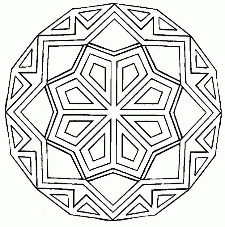 Easy Geometric Mandala Coloring Page
