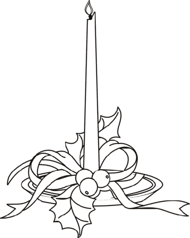 Download Free Coloring Pages For Christmas Tall Candle Or Print 