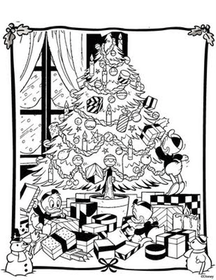 Disney Christmas Tree & Mailing Presents Coloring Pages – Disney 