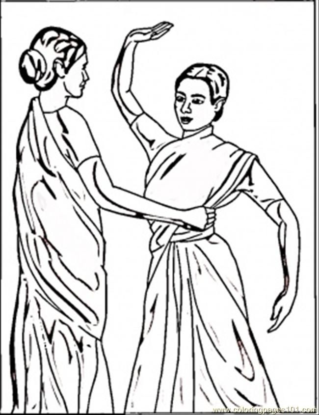 Coloring Pages Lesson Of Dance (Countries > India) - free 