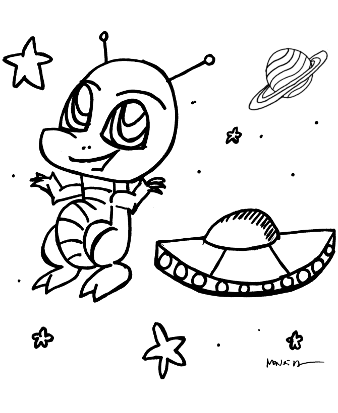 Anime Coloring Pages - Anime Space Alien Coloring page sheets 