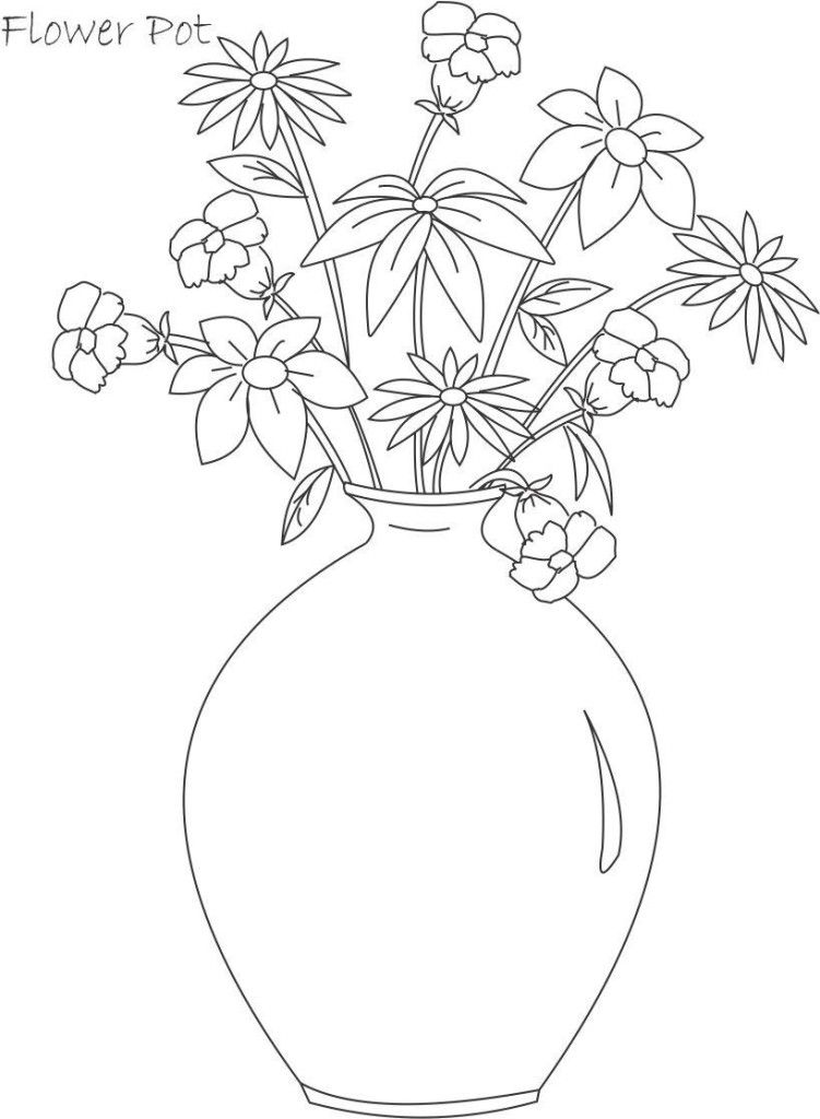 Simple Flower Pot Coloring Page - deColoring
