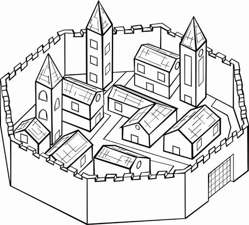 MEDIEVAL CASTLES COLORING PAGES