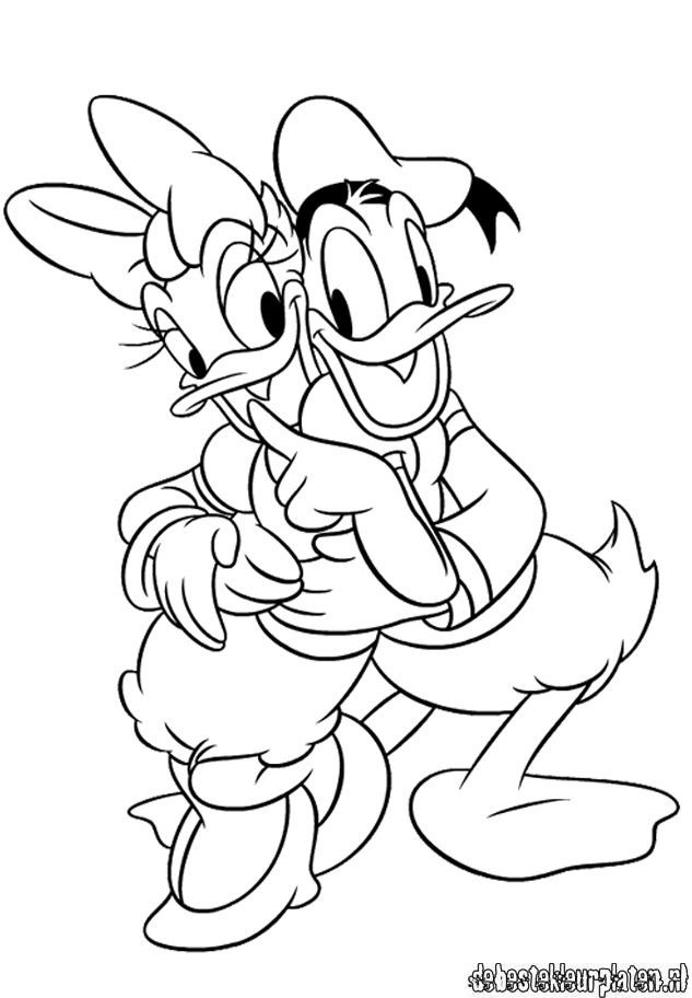 Donald Duck And Daisy Skating On Ice Disney Coloring Pages