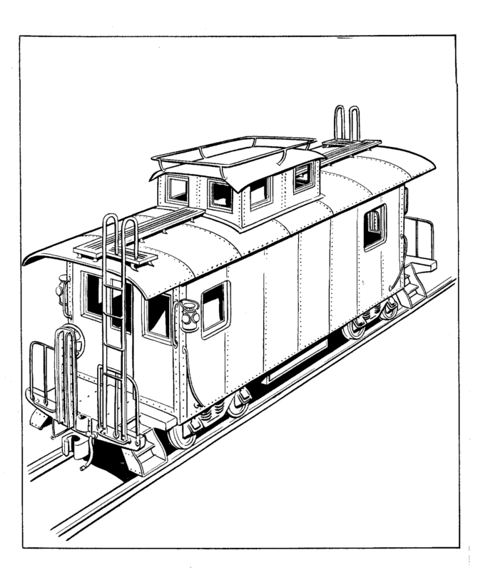 freight train and railroad coloring pages caboose