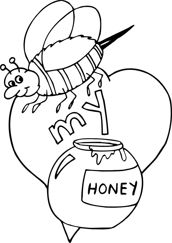 Valentine's Day Bee My Honey - Valentines Day Coloring Pages 
