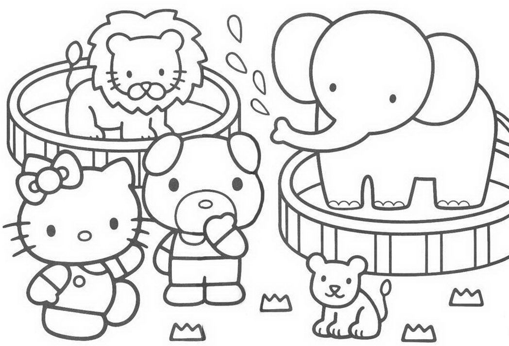animal zoo Hello Kitty Coloring pages
