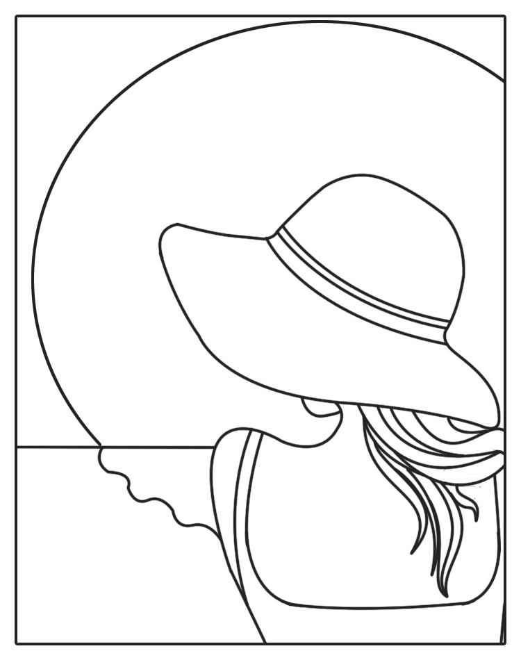 stained glass patterns for free: Women with hat stained glass patterns