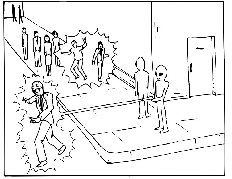 Alien Coloring Page | Aliens Shooting At People