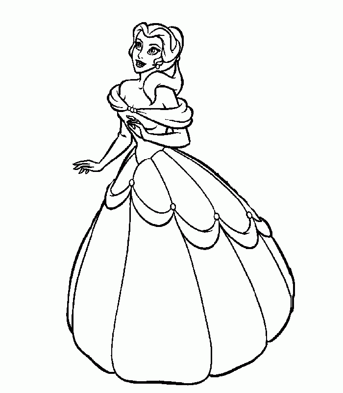 Coloring pages for kids PRINCESS, BELLE, DISNEY