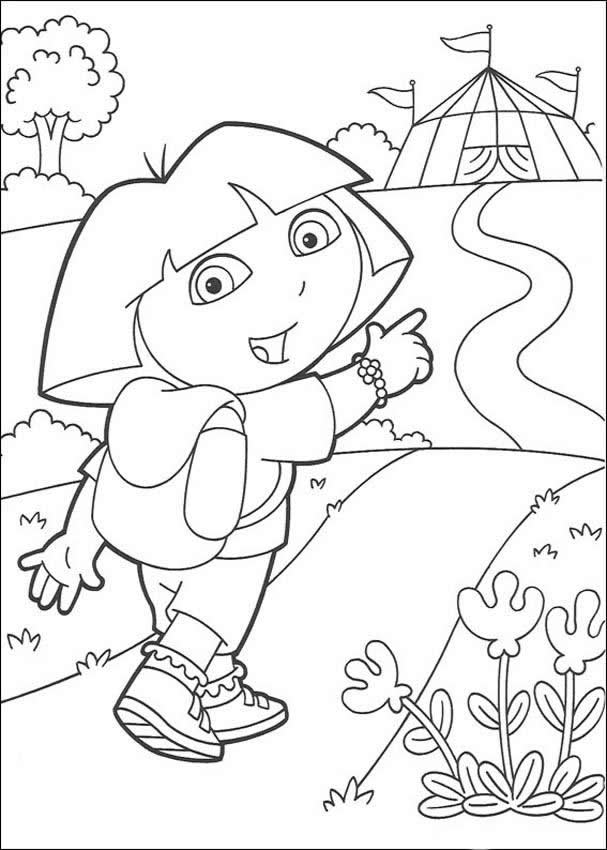 DORA THE EXPLORER coloring pages - Dora and circus