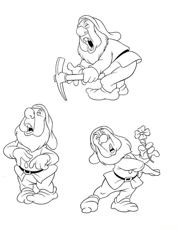 Dwarfs Coloring Page Free Printable Snow White And The Seven Tattoo