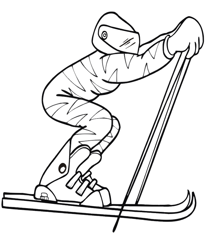 Winter Olympics Coloring Page | Downhill Skiing start