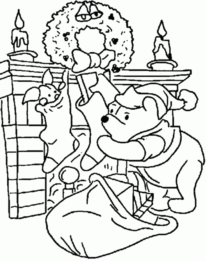 Approaching Winni The Pooh Fireplace Coloring Pages - Fireplace 