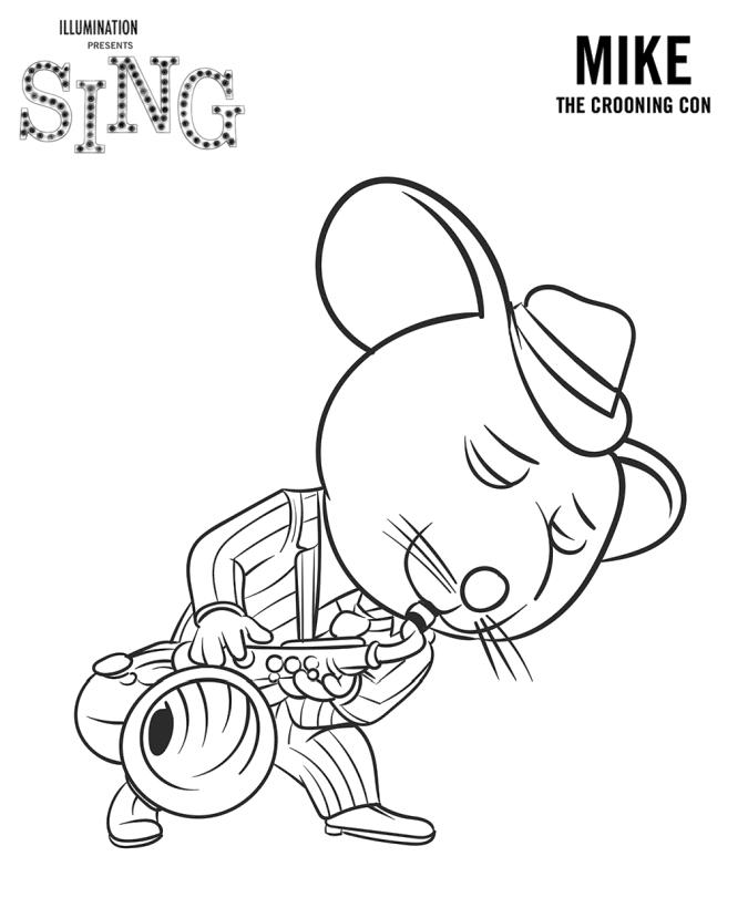 Get This Sing Movie Coloring Pages Free Mike Playing His Saxophone !