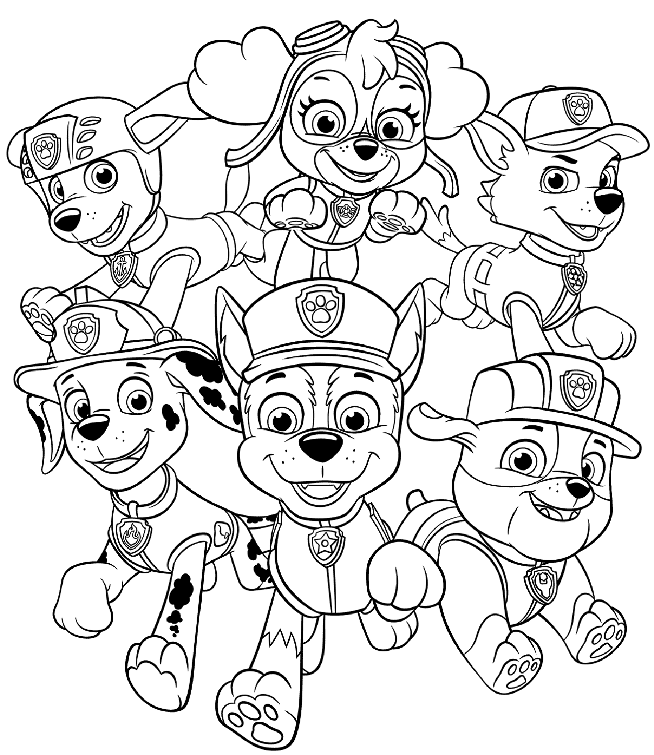 Rubble and his friends in Paw Patrol Coloring Page - Free Printable Coloring  Pages for Kids