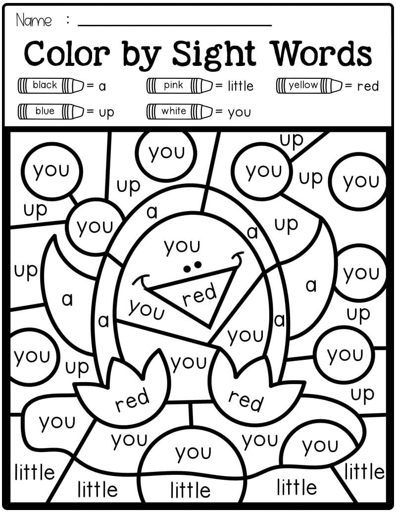 Kindergarten Sight Word Coloring Sheet Free