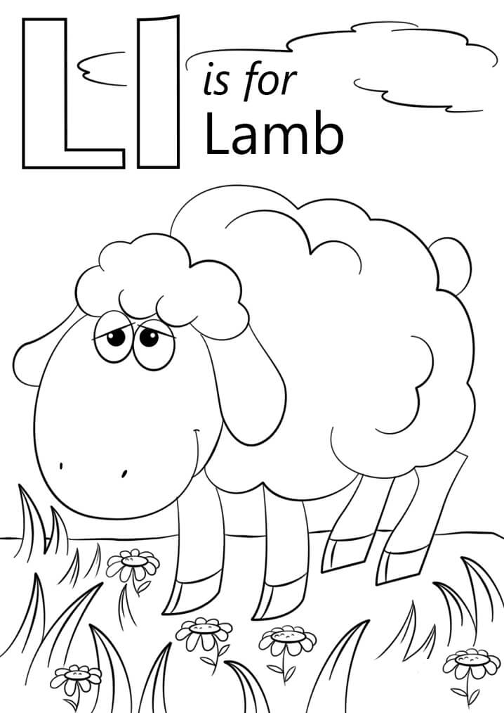 Lamb Letter L Coloring Page - Free Printable Coloring Pages for Kids