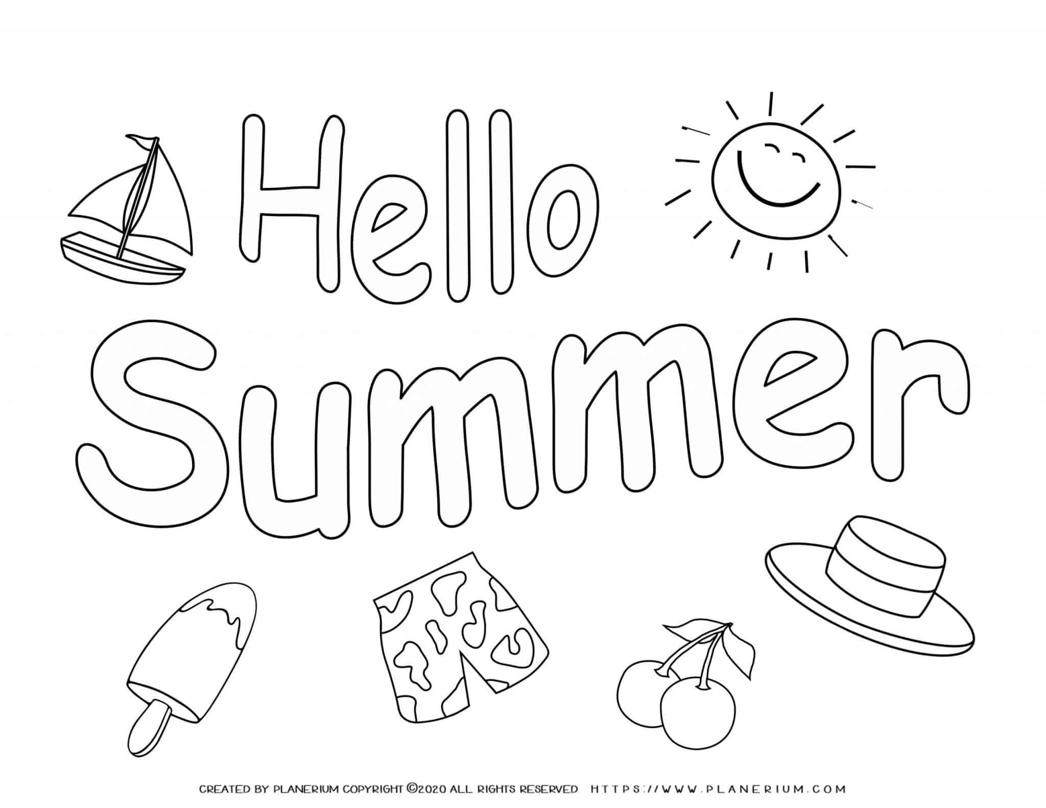 Summer - Coloring Page - Hello Summer | Planerium