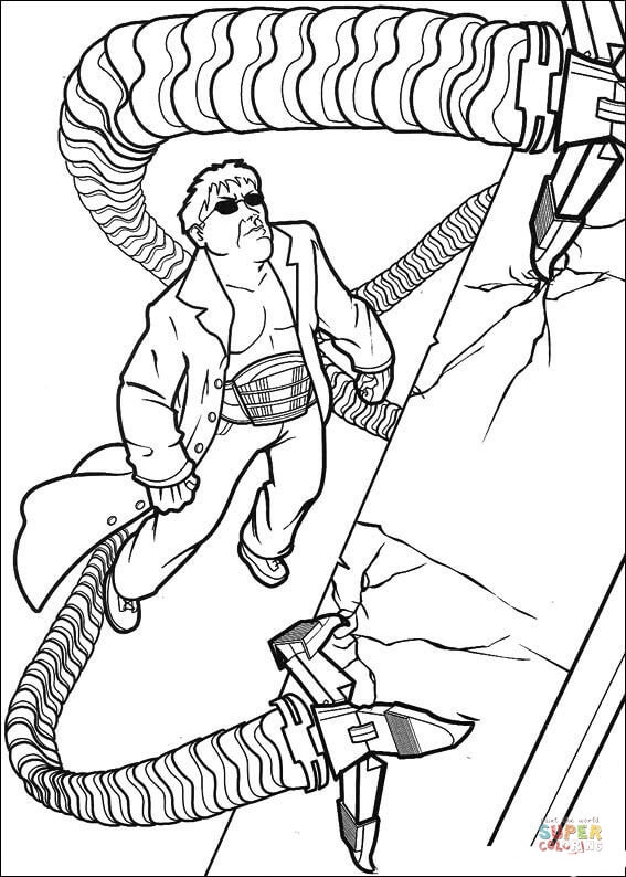 Doctor Octopus Is Climbing The Building coloring page | Free Printable Coloring  Pages