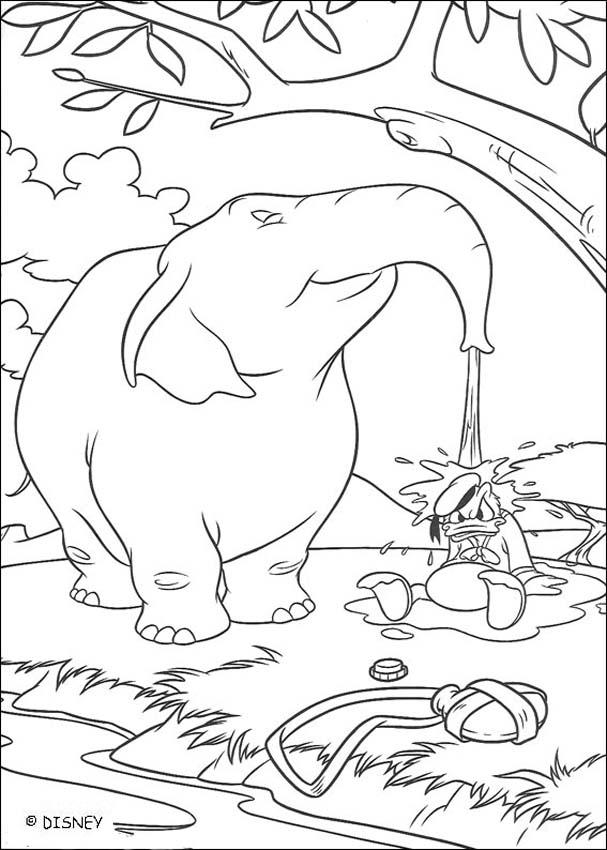 Donald Duck coloring pages - Donald Duck with the elephant