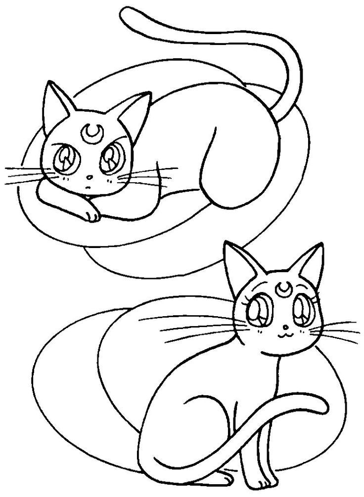 Sailor Moon Series Coloring Pages: Artemis and Luna | Coloring ...